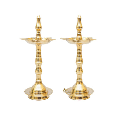 Brass Fine Samay Diya Pair For Home Temple Pooja Room Décor Diwali Gift 8"