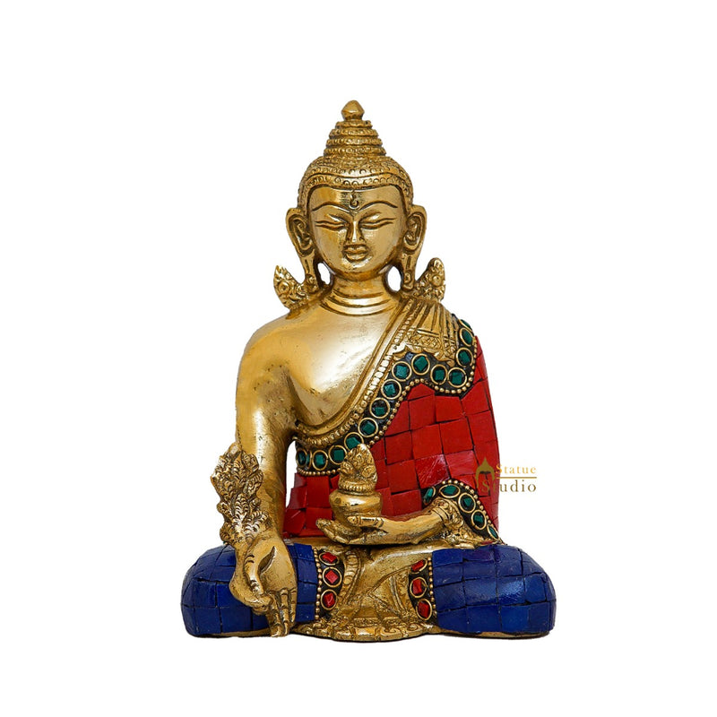 Brass Sitting Buddha Statue Home Office Decor Gift Idol Showpiece 6"