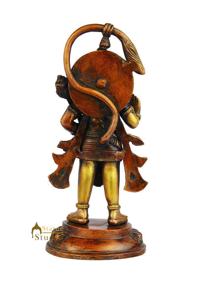 Brass hindu god lord hanuman statue standing idol figure religious décor art 9"