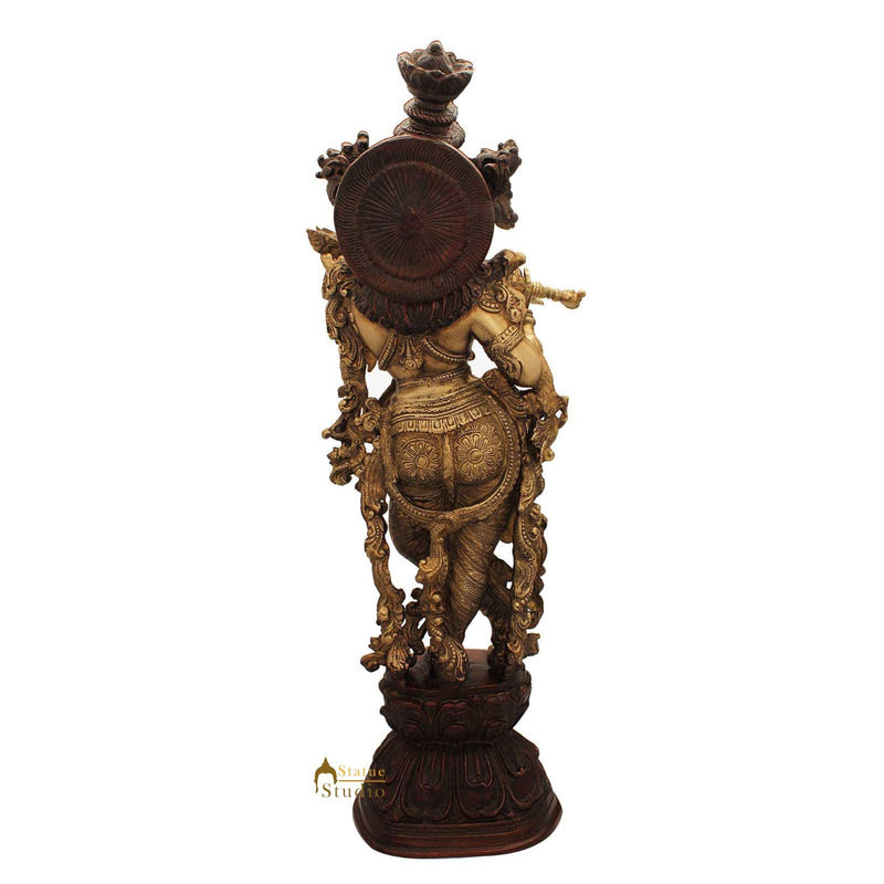 Brass hindu god statue of lord Krishna religious pooja décor idol figure 29"
