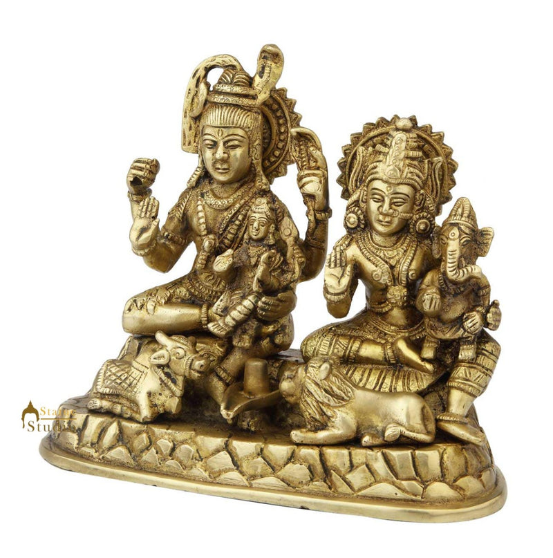Brass hindu god lord shiva parivar hand made statue religious sculpture idol 7"