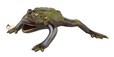 Brass frog showpiece india figurine hand carved 4"