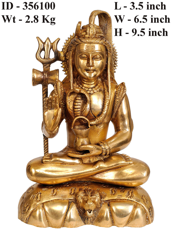 Brass Lord Shiva Statue For Home Decor 9 Inch