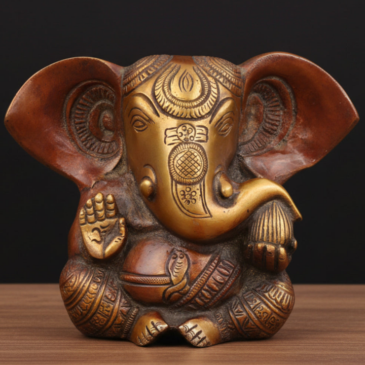 Brass Lord Appu Ganesha Statue With Big Ears For Home Decor 5 Inch