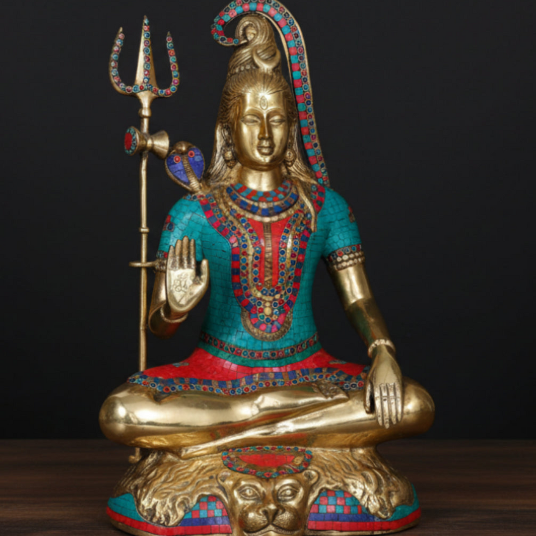 Brass Shankar Bhagwan Shiva Idol Religious Decor 2 Feet