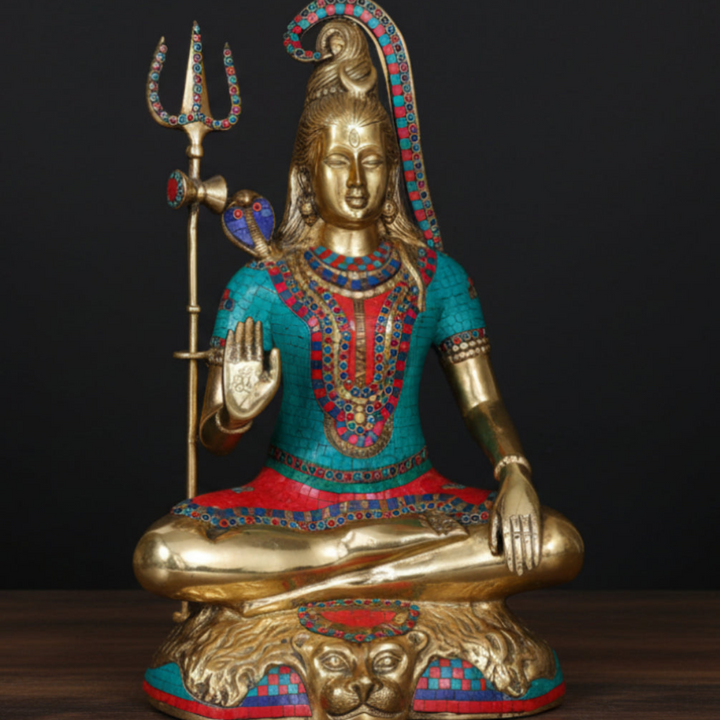 Brass Shankar Bhagwan Shiva Idol Religious Decor 2 Feet