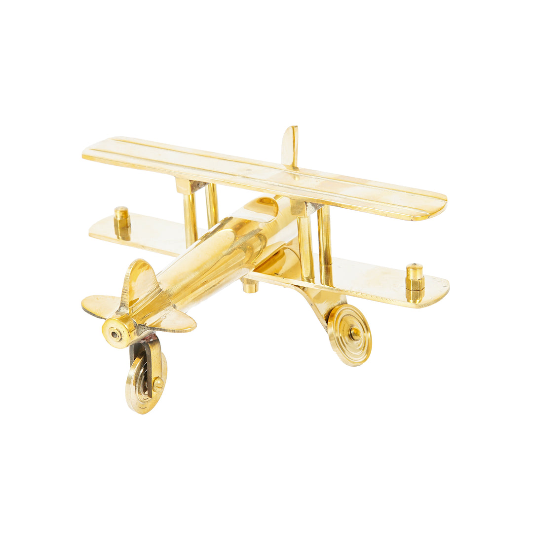 Brass Aeroplane Table Top Decorative Showpiece 3 Inch