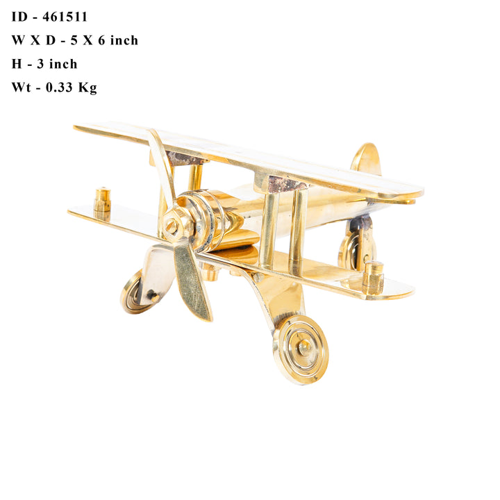 Brass Aeroplane Table Top Decorative Showpiece 3 Inch