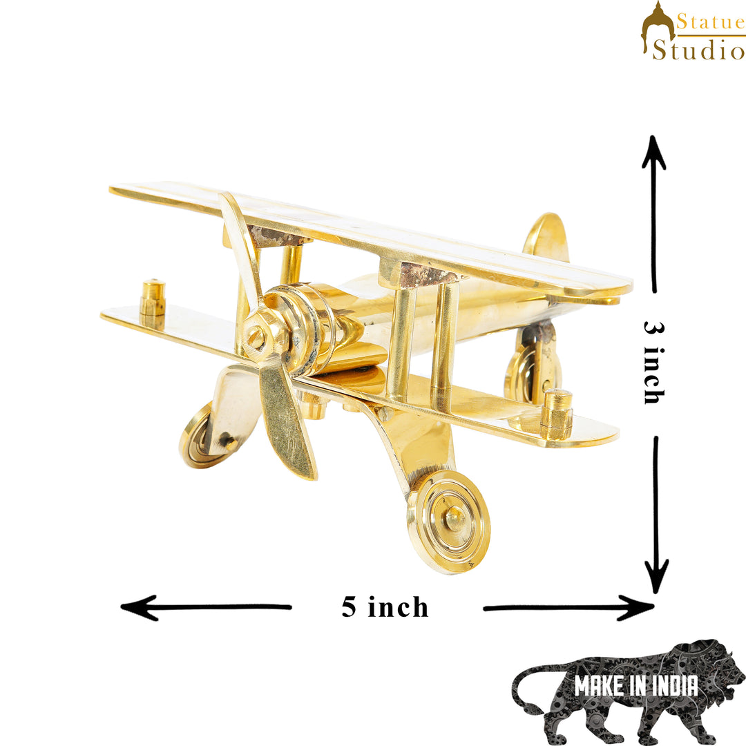 Brass Aeroplane Table Top Decorative Showpiece 3 Inch