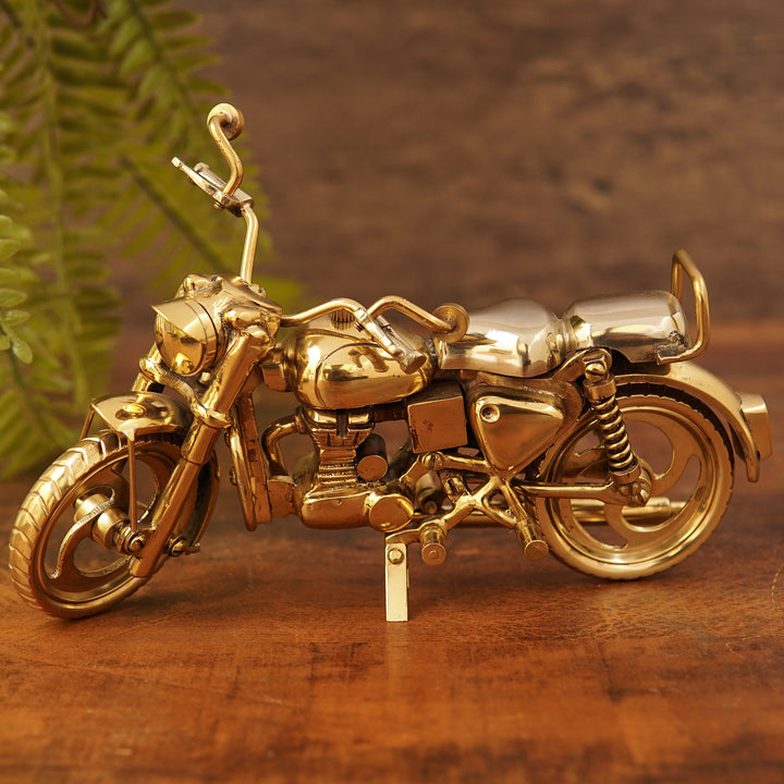 Brass Bullet Bike Showpiece for Home Office Table Decor 5 Inch