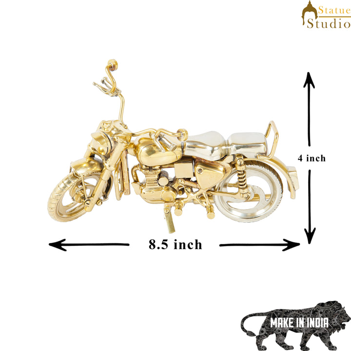 Brass Bullet Bike Showpiece for Home Office Table Decor 5 Inch