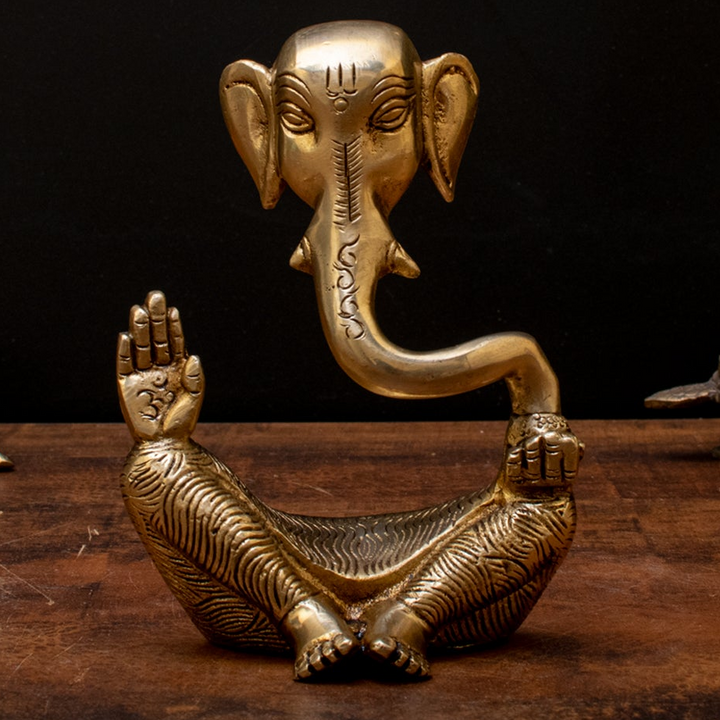 Brass Small Modern Ganesha Statue For Home Temple Decor 5 Inch