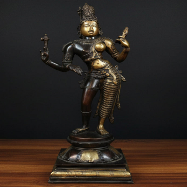 Brass Large Ardhanarishawar Idol Antique Finish For Home Decor 2 Feet