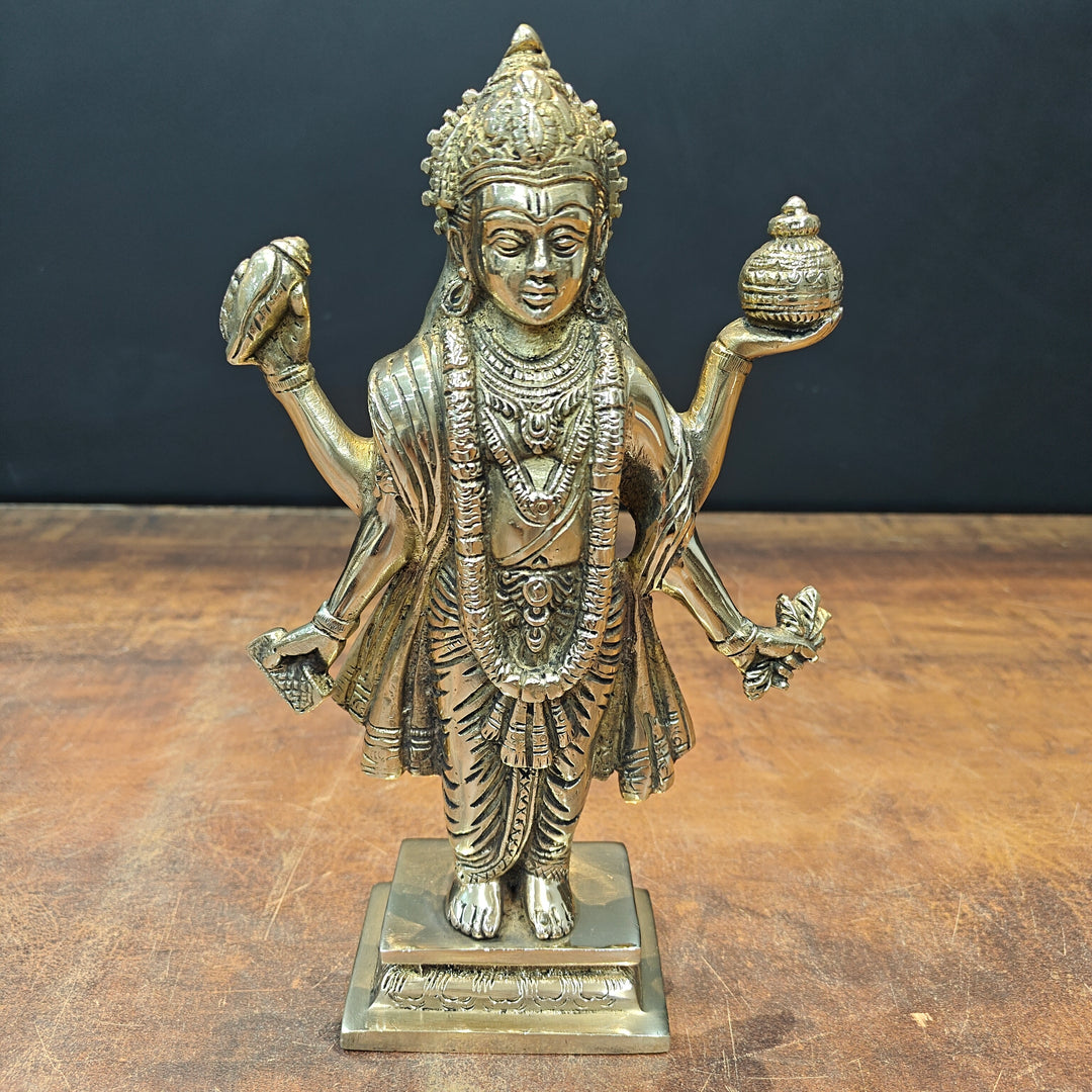 Brass Dhanvantari Idol The God of Ayurveda 10 Inch