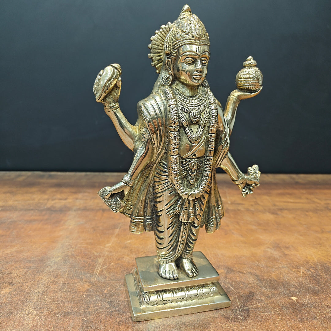 Brass Dhanvantari Idol The God of Ayurveda 10 Inch