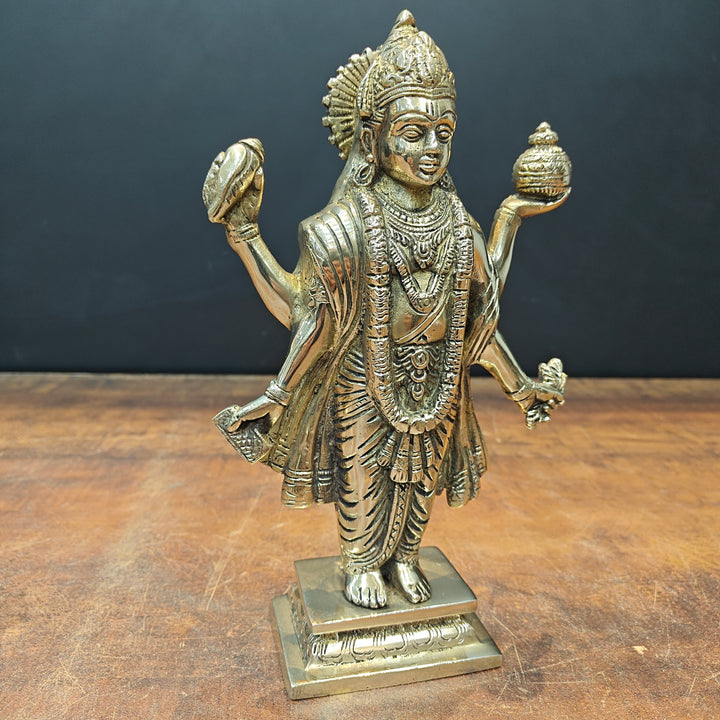Brass Dhanvantari Idol The God of Ayurveda 10 Inch