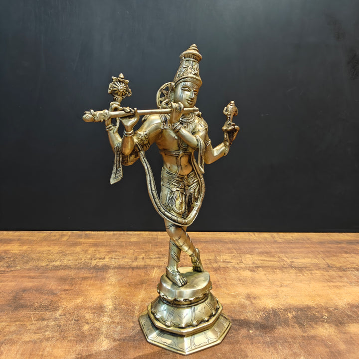Brass Krishna Statue For Home Decor 1.5 Feet