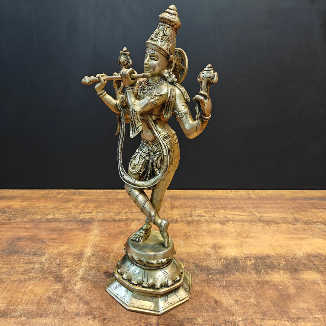 Brass Krishna Statue For Home Decor 1.5 Feet