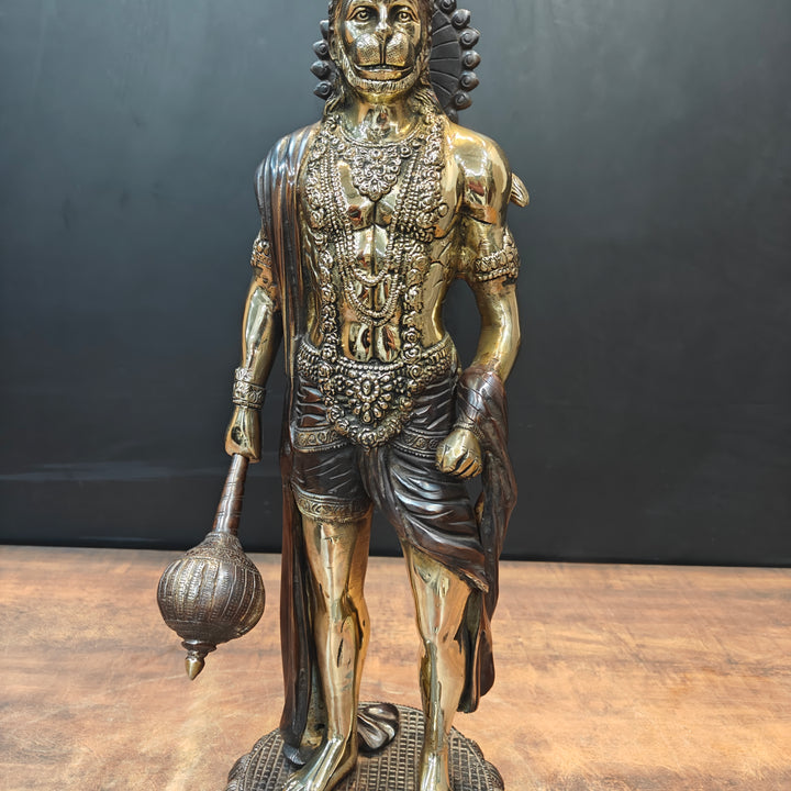 Brass Standing Hanuman Idol Antique Finish 2 Feet
