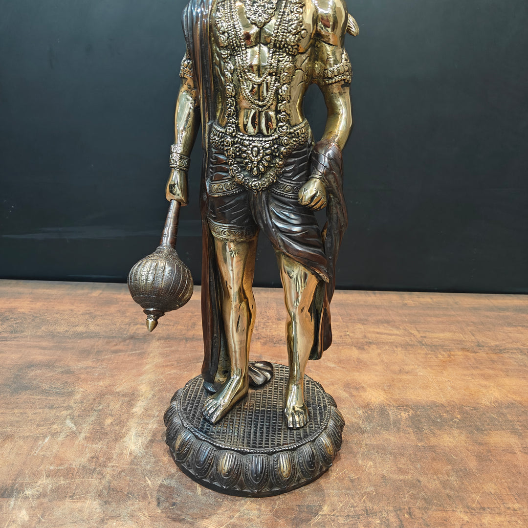Brass Standing Hanuman Idol Antique Finish 2 Feet