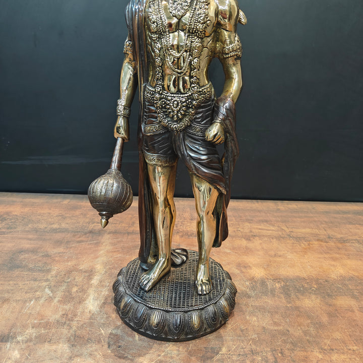 Brass Standing Hanuman Idol Antique Finish 2 Feet