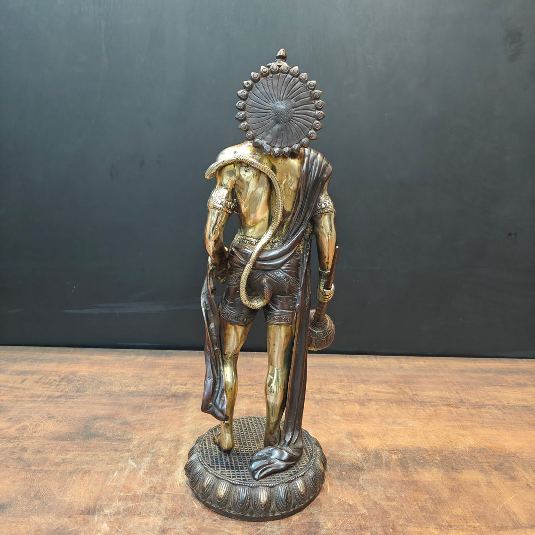 Brass Standing Hanuman Idol Antique Finish 2 Feet