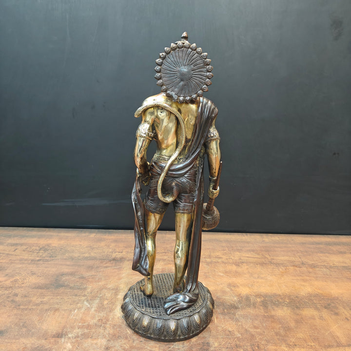 Brass Standing Hanuman Idol Antique Finish 2 Feet