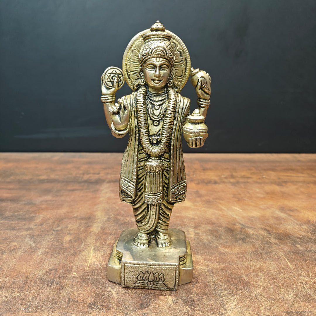 Brass Dhanvantari Statue The God of Ayurveda 9 Inch