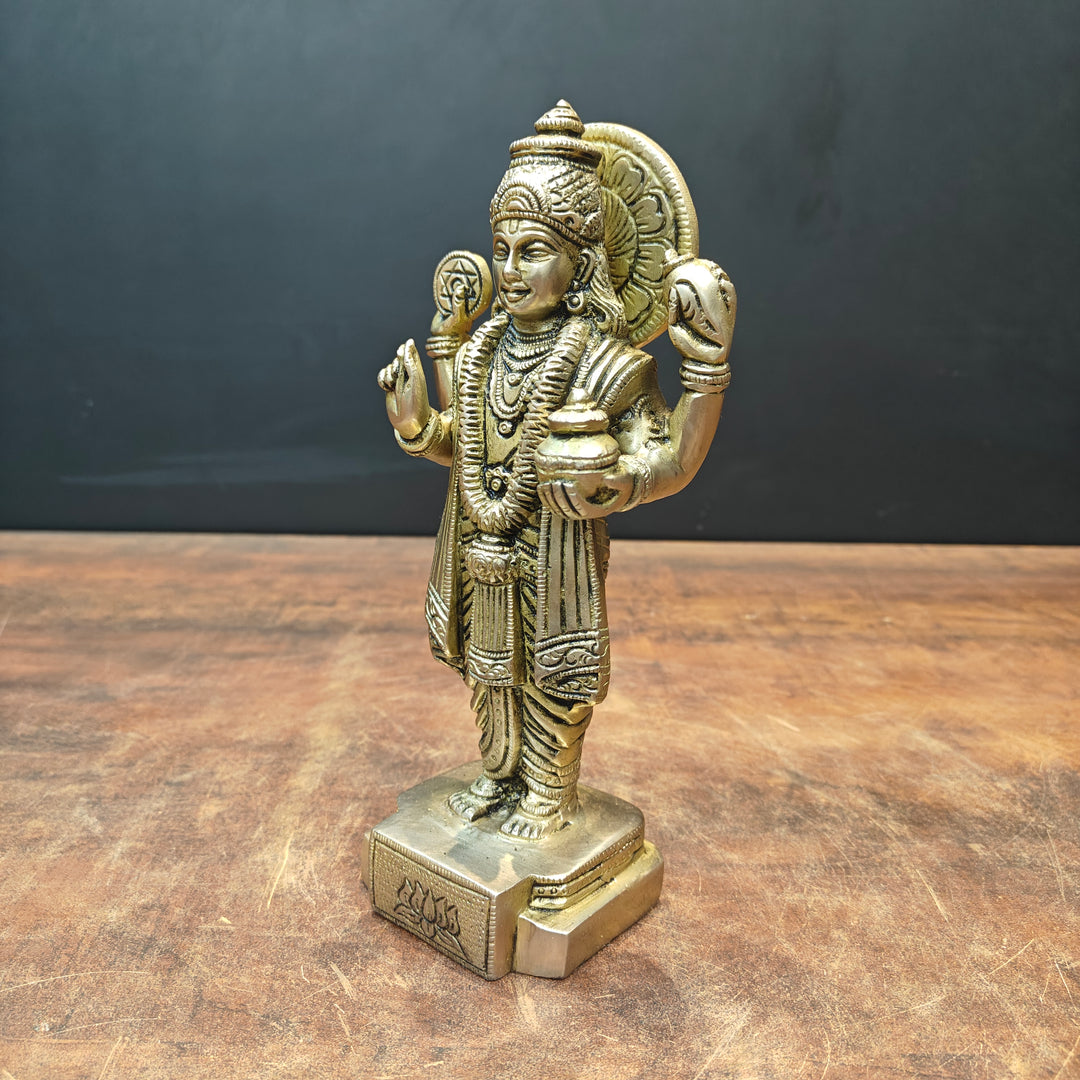 Brass Dhanvantari Statue The God of Ayurveda 9 Inch