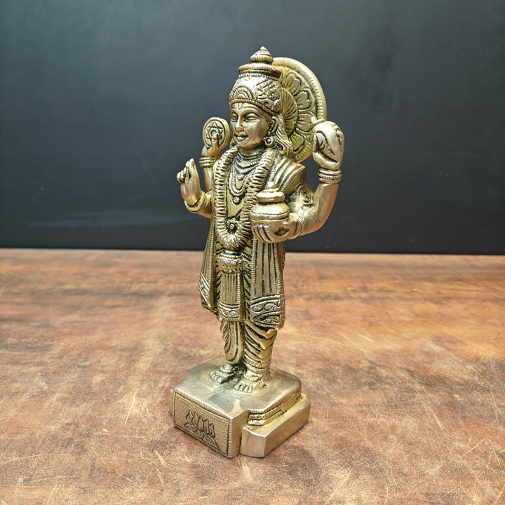Brass Dhanvantari Statue The God of Ayurveda 9 Inch