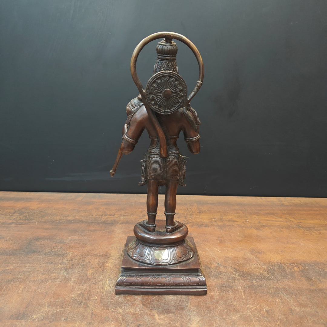 Brass Standing Hanuman Statue Brown Gold Finish 14 Inch