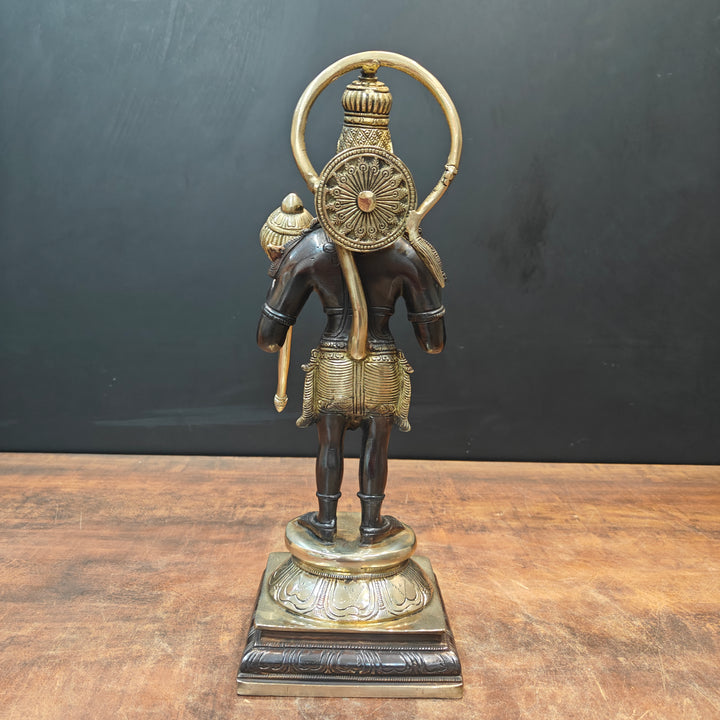 Brass Standing Hanuman Idol Black Gold Finish 14 Inch