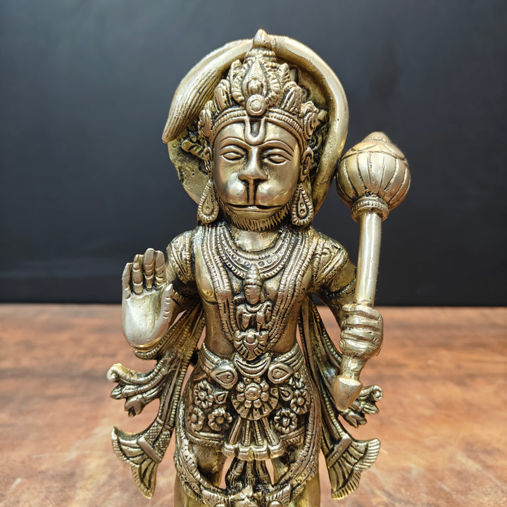 Brass Standing Mahabali Hanuman Idol 10 Inch