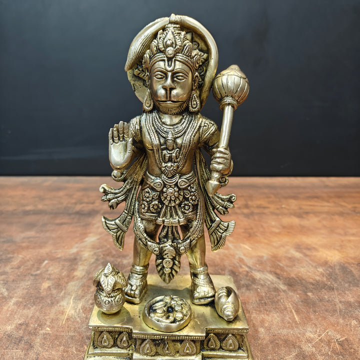 Brass Standing Mahabali Hanuman Idol 10 Inch