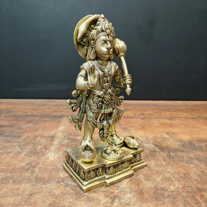 Brass Standing Mahabali Hanuman Idol 10 Inch