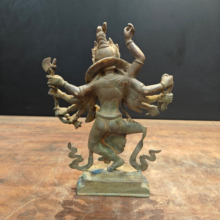 Brass Standing Buddhism Goddess Manjushri Green Patina Finish 12 Inch