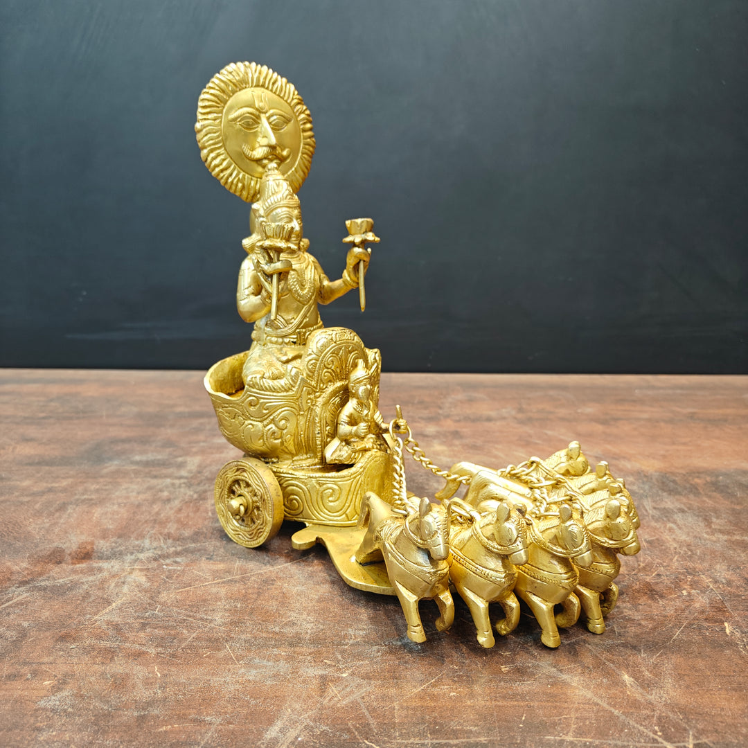 Brass Surya Rath With Seven Horses 12 Inch – StatueStudio