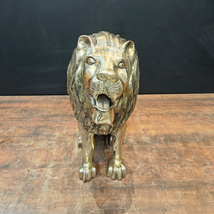 Brass Lion Statue Sculpture Antique Finish Decor Showpiece 17 Inch