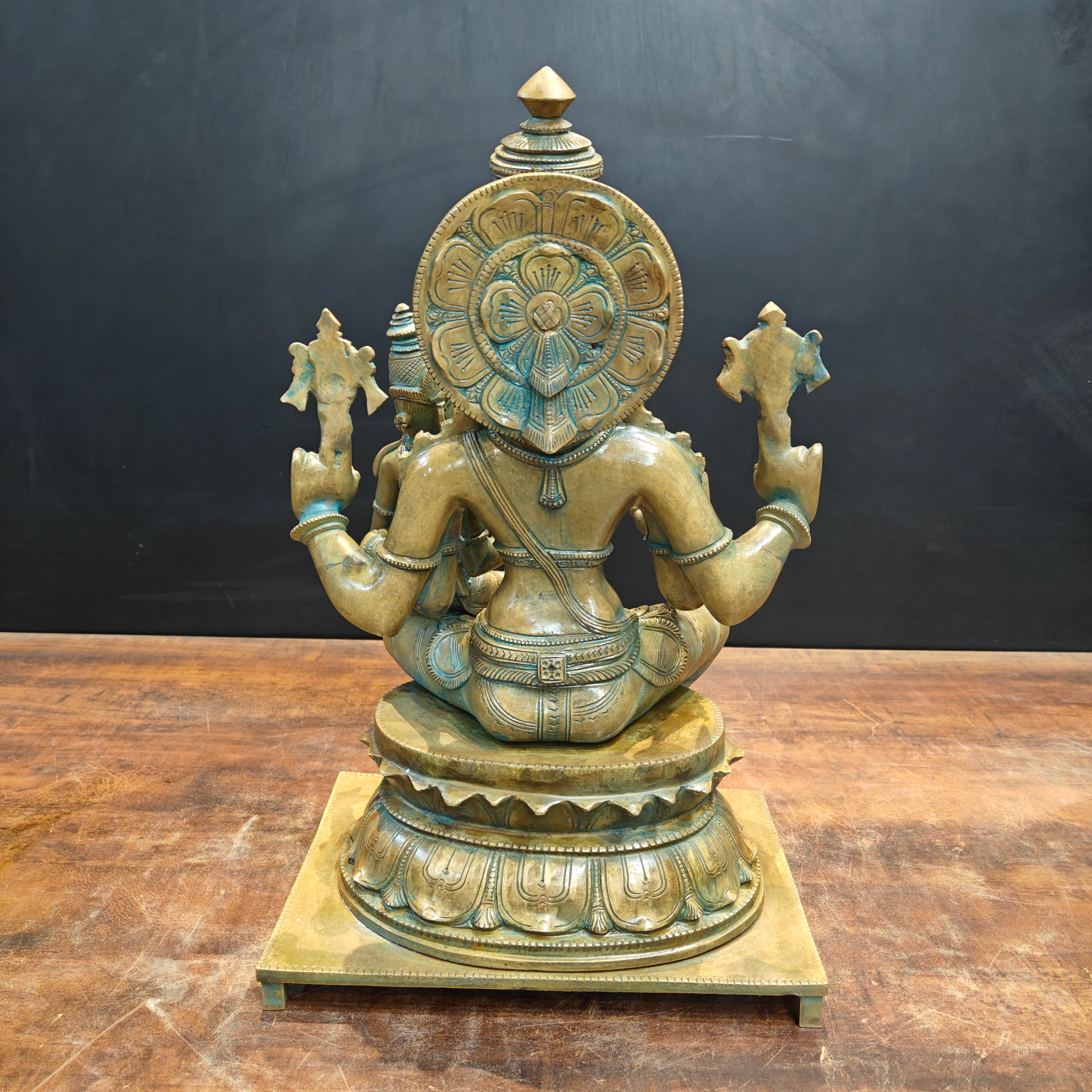 Bronze Vintage Narasimha Lakshmi Statue Chola Patina Finish 19