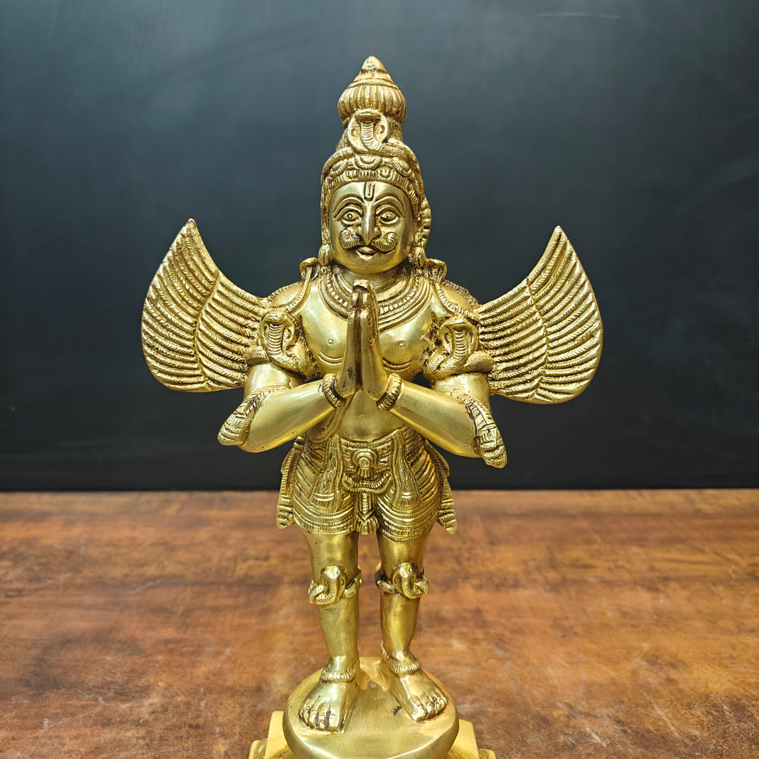 Brass Standing Garuda Idol Golden Finish 15 Inch