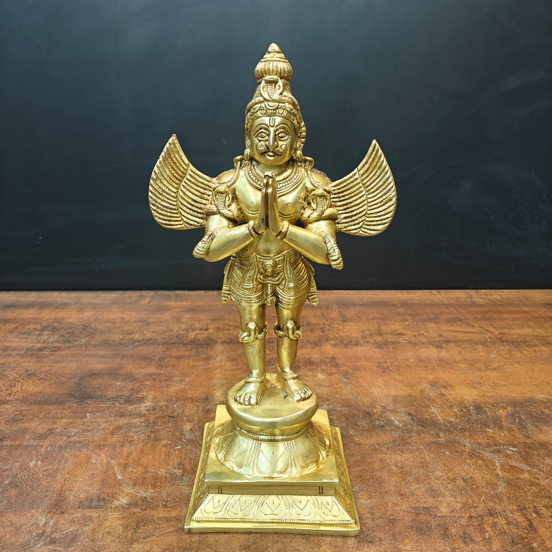 Brass Standing Garuda Idol Golden Finish 15 Inch