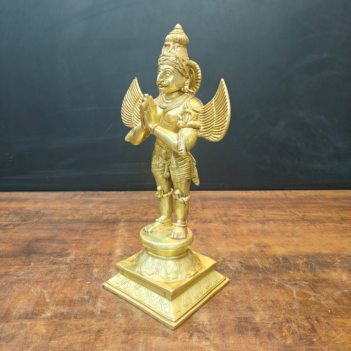 Brass Standing Garuda Idol Golden Finish 15 Inch