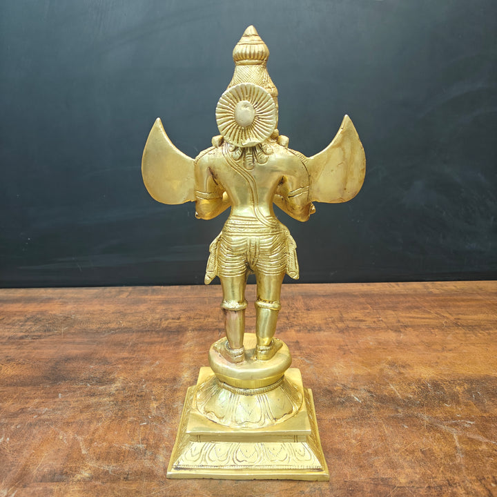 Brass Standing Garuda Idol Golden Finish 15 Inch
