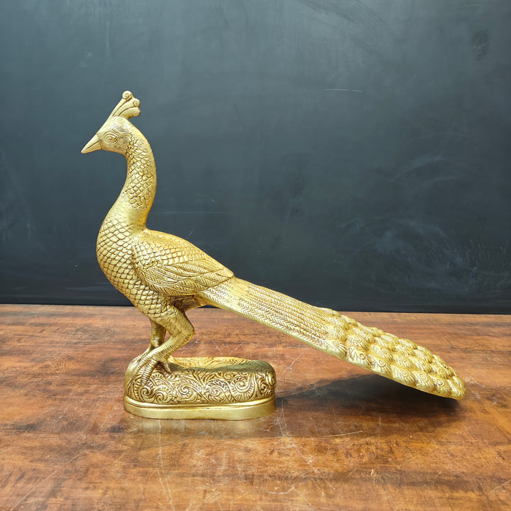 Brass Peacock Figurine Showpiece For Home Decor 20 Inch