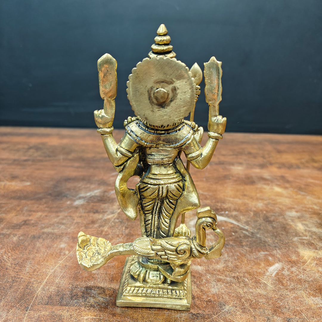 Brass Fine Small Murugan Swamy Kartikeya Idol Golden Finish 7 Inch