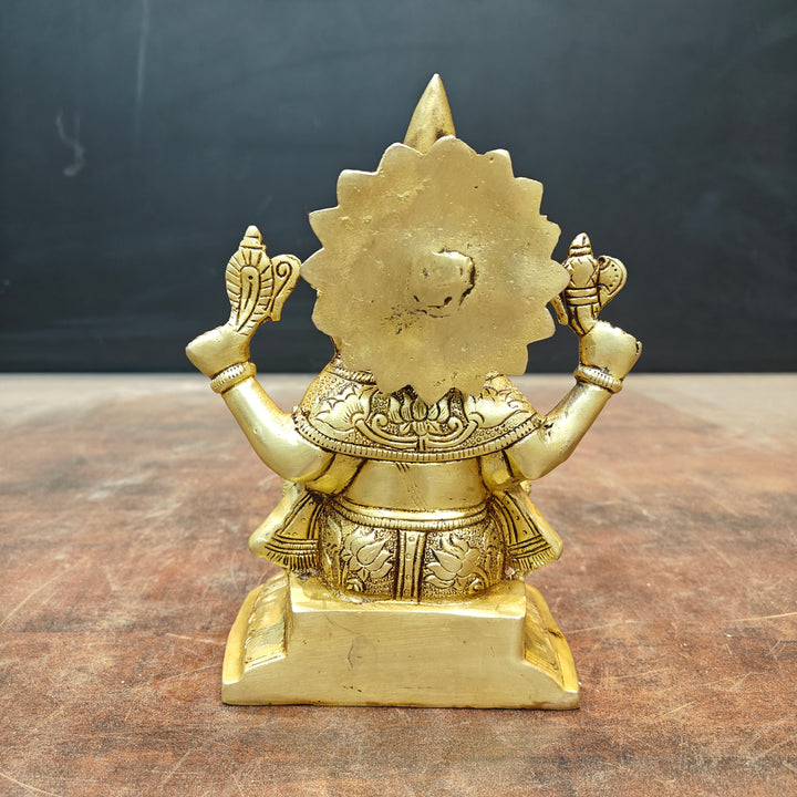 Brass Ganesha Idol Golden Finish 8 Inch