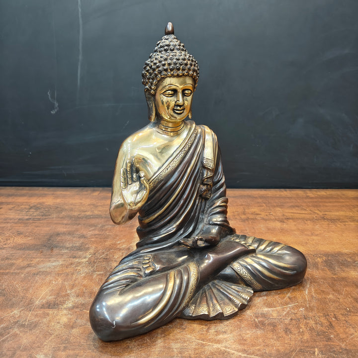 Brass Vintage Blessing Buddha Idol Antique Finish 16 Inch