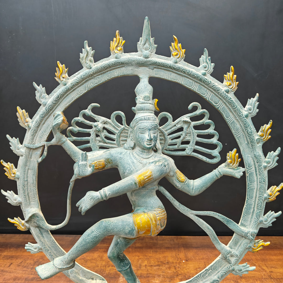 Brass Nataraja Idol Dancing Shiva Sculpture Antique Finish 2 Feet