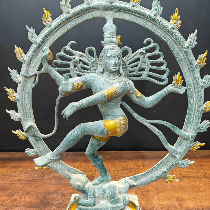Brass Nataraja Idol Dancing Shiva Sculpture Antique Finish 2 Feet