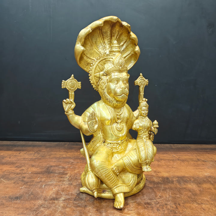 Brass Large Narasimha Lakshmi Idols Golden Finish 2 Feet